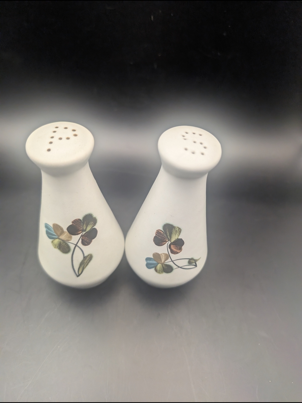 Vintage "Shamrock" Ceramic Stoneware Salt and Pepper Shakers, Denby-Langley